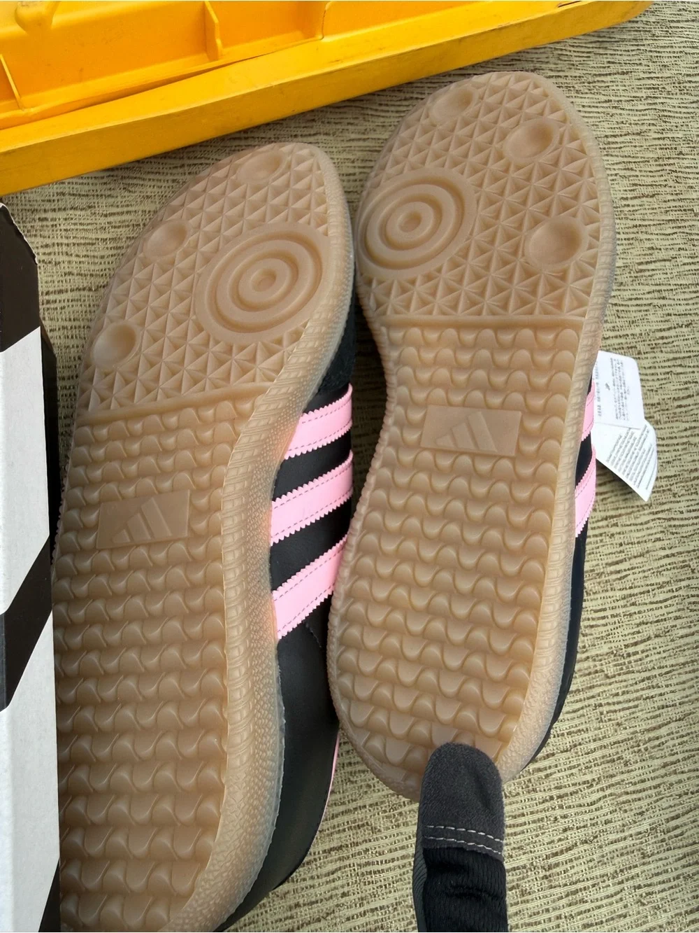 adidas Samba Mens Black with Pink Stripes Sneakers